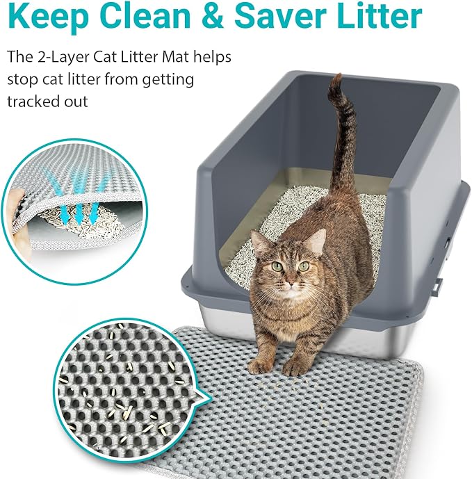 Stainless Steel Cat Litter Box with Lid,Metal Cat Litter Box,23.5x15.5x12in | Cat Litter Pan for Large Cats, Non-Sticky Large Kitty Litter Box Easy to Clean, Anti-Leakage,xxl