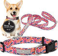 Lucky Love Dog - Easy Click Buckle Dog Collar with Leash Set Combo, Durable & Comfortable for Male & Female Dogs, Pet Collar for Small Dogs, Secure Fit - Floral Rosie Combo, Small