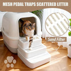 Adjustable 3 Steps Litter Box Ramp with Litter Mat, Cat Litter Box Step with Litter Trapper, Detachable & Non-Slip Cat Stair for Automatic Boxes Small Elderly Cats
