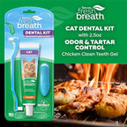 TropiClean Fresh Breath Cat Toothbrush and Toothpaste Kit, Easy Dental Care