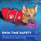 Dog Life Jacket - Swimming Vest for Dogs, Adjustable, Reflective, Comfortable, Multiple Colors, Patterns, XX-Small to Extra Large Dog Swim Vest with Handle (Red, Large)