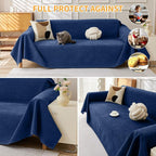 Deep Dream Cat-Scratch Resistant Couch Cover, Waterproof Sofa Cover for 3 Cushion Couch Washable, Pet Friendly Couch Protectors Anti Slip Thickened Love Seat Slipcovers for Dogs Pets,71" x 118",Blue