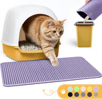 Powools Cat Litter Mat, 23.2 x 14.6 in, Waterproof, Non-Slip, Purple | Litter Trapping Mat, Easy to Clean, Litter Box Mat, Urine-Proof, Cat Toilet Training Systems Accessories, Indoor Cats