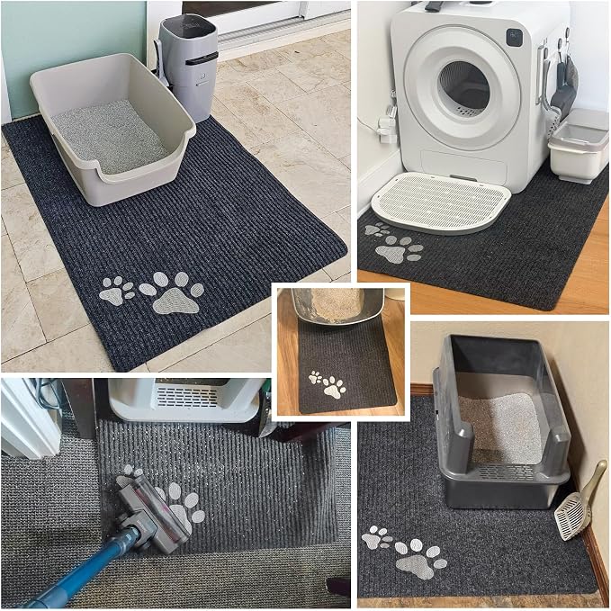 BEAUTYZOO Cat Litter Mat Litter Trapping Mat, 28"x 36" Large Litter Box Mat, Waterproof Kitty Litter Mat, Non-Slip Litter Rug Mats Pads for Floor Scatter Control, Soft on Paws & Easy to Clean, Grey
