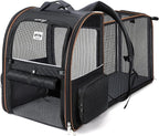 Large Cat Backpack Carrier Expandable Pet Carrier Backpack for Small Dogs Medium Cats Fit Up to 18 Lbs, Dog Backpack Carrier, Foldable Puppy Backpack Carrier for Travel, Black