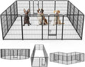 DUMOS Dog Playpen Indoor, Metal 40 Inch 16 Panels Foldable Pet Fence with Door, Outdoor Small Medium Large Dog Puppy Portable Exercise Play Pen for RV Camping, Trips, Play Yard