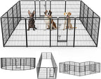 DUMOS Dog Playpen Indoor, Metal 40 Inch 16 Panels Foldable Pet Fence with Door, Outdoor Small Medium Large Dog Puppy Portable Exercise Play Pen for RV Camping, Trips, Play Yard