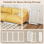 32" Extra Tall Free Standing Dog Gate Indoor, Foldable Pet Gate | for Doorways Stairs, 4-Panel Dog Fence with Support Feet for Stability, Folding Puppy Gate Easy to Carry No Drilling 72"x32"