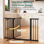 InnoTruth 29.6-50.1 in Extra Wide Baby Gate for Stairs and Doorways, Black | Indoor Metal Dog Gate for Pets, Auto Close 2 Way Swing Walk Through Door, Double Lock & Y-Bolts, Pressure or Hardware Mount