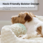 Bedsure Washable Dog Beds Large Sized Dog with Bubble Fleece,35in Cream | Cute Pet Bed,Fluffy Cuddler Pet Couch,Neck-Friendly Bolster,Non-Slip Bottom,Machine Washable Removable Cover ,Up to 50 lbs