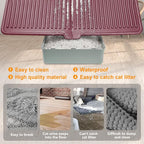 UPSKY Large Cat Litter Mat 31" x 24 Waterproof and Washable, Soft on Paws | Litter Catcher Pad, Cat Litter Trapping Mat, Scatter Control, Fits Most Litter Boxes, Use for Dogs & Cats, Red