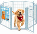 32 Inch Blue Dog Playpen, 8-Panel Metal Pet Exercise Pen with Door, Foldable Indoor Outdoor Dog Fence for Medium Dogs (Blue, 32inch)