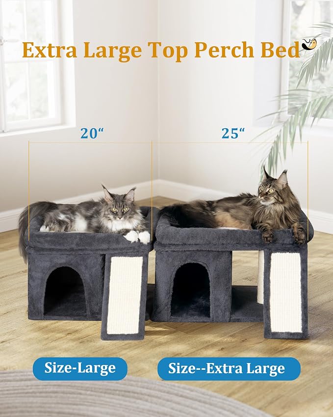 Aechonow XL Cat Tree Tower for Large Adult Cats 20 lbs+, 23x15.7 Perch Bed | Condo Cave for Indoor Medium Kittens, Sisal Scratchers, Extra Large