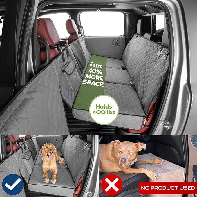 Ruff Liners Standard Back Seat Extender for Dogs, Gray – As Seen on Shark Tank – Hard Bottom Platform for Cars, SUVs & Mid-Size Trucks – 400lb Support, Waterproof – Rigid Back Seat Cover for Dogs