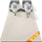 Cat Litter Box Mat - XL Extra Large Size 40 x 30 in, Water Proof, Kitty Litter Trapping Mat, Easy to Clean, Scatter Control, Odorless, Pet Supplies for Indoor Cats, Warm Beige