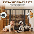 Mumeasy 29.7-48" Baby Gate for Stairs, Pressure Mounted Dog Gate for Doorways, Extra Wide Walk Thru Safety Pet Gate for Doors with Auto Close, Easy Install Child Gate for Hallway Indoor House, Black