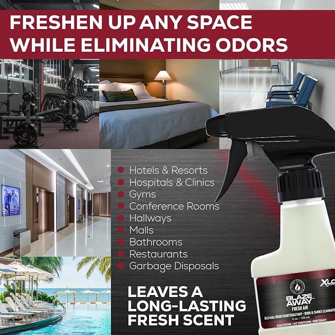 Blaze Away Fresh Air Odor Eliminator Spray (5 Fl Oz, 6 Pk) | Commercial Air Freshener • Professional-Strength • Long-Lasting • for Smoke, Pet, Bathroom, Vehicle, Hotel & Commercial Space