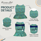 Parisian Pet Tribal Dog Dress - Summer Clothes for Large Dogs Girl - Ruched Waist Pet Dress - Stylish Printed Beach Dog Outfit - Lightweight Puppy Clothes - Sleeveless Dresses for Dogs