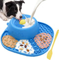 Slow Feeder Dog Bowl with Rotating Lick Ball Blue | Dog lick Bowl for yogurt ,Bone Broth&Wet Food,Silicone Lick Mat with Sution Cup Base for Dogs &Cats