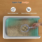 Stainless Steel Litter Box with Metal Lid and Scoop - Enclosed Metal Litter Box for Large Cats, Rust-Resistant, Odor-Control, Easy to Clean, Durable & Long-Lasting with Round Edge (XXL-)