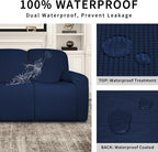 Easy-Going 100% Dual Waterproof Recliner Loveseat Cover, 6-Pieces Stretch Relining Sofa Cover with Pocket, Jacquard 2 Seat Sofa Slipcover Leakproof Washable (Loveseat, Navy)