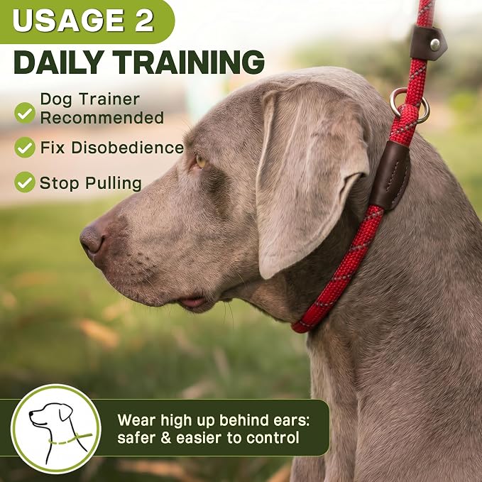 Fida Slip Leads for Dogs, 4 FT x 1/2" Dog Leash Heavy Duty Comfortable Strong Rope Lead for Large, Medium Dogs, No Pull Pet Training Leash with Highly Reflective,Red