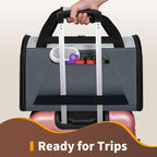 Collapsible Small Pet Carrier for Cat 15 lbs with Fashion Pocket Travel Bag | Lightweight Sturdy Little Puppy Dog Carry Crate, Breathable Stylish Kitten Soft Cage Kennel, Portable Yorkie Box Grey