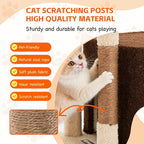 45.3-Inch Cat Tree Tower for Indoor Cats, Brown | Two cozy cat condos; three soft platforms; full sisal scratching wrap; removable dangling toy; reinforced anti-tip base