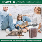 LEAWALK 5Lbs /6Qt/5l Airtight Cat Dog Food Storage With Upgraded Large Nozzle BPA-Free, Pet Food Storage Containers For Rice, Grain, Pet Food,Flour, Dog Treat Storage-2pack Dark Gray