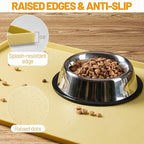 Hubulk Dog Feeding Mat,100% Waterproof Food Grade Silicone Pet Food and Water Bowl Placemat,Dishwasher, High Raised Edge to Prevent Spills,Nonslip Tray to Stop Messes on Floor (24"x16"x0.5", Yellow)