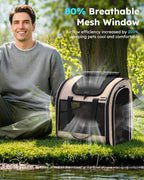 Pecute Cat Backpack with Widened Interior Space, Upgraded Dog Backpack Carrier with Various Ways to Carry, Pet Backpack with Breathable Mesh, Pet Travel Carrier with Soft Padded,Khaki | Breathable Mesh, Reinforced Support, Various Carry Ways, Ergonmic ...
