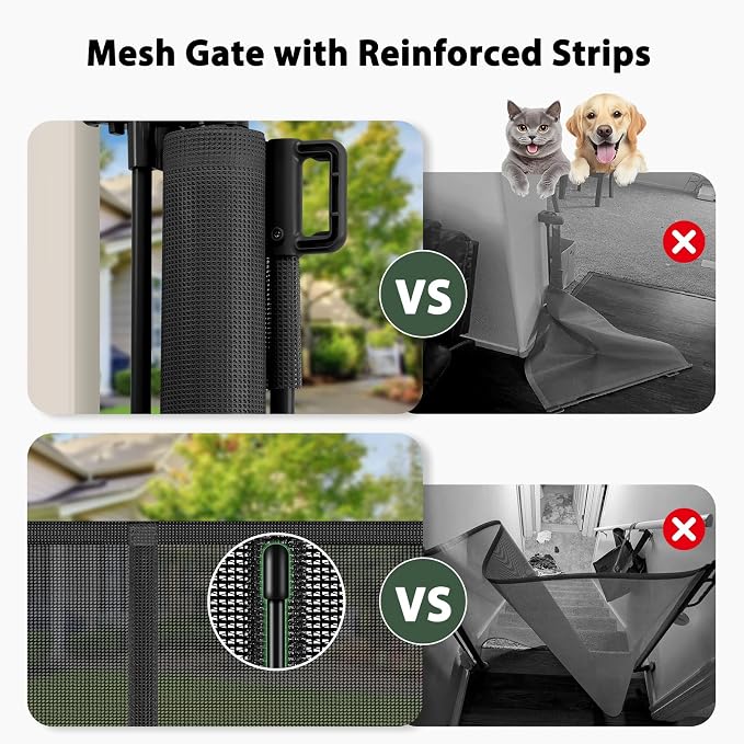 250" Extra Wide Baby Gate Retractable Dog Gate for Deck/Garage/Patio/Yard | 21ft Extra Long Baby Gate Retractable Gates for Dogs, 48" Extra Tall Pet Gate Retractable Fence Outdoor Driveway Gate, Black