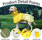 MAMORE Dog Raincoat with High Collar - Waterproof Adjustable Dog Rain Jacket, Lightweight Reflective Pet Rain Coat for Small Medium Large Dogs for Outdoor Walking Hiking(Yellow, Small)