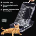 Tessco for you 30 Pack Disposable Cat Litter Boxes, Plastic Leakproof Litter Trays for Cats, Disposable Travel or Temporary Litters Pan for Kittens and Small Pets, 16.7 x 10.5 x 3.4 Inch(Clear)