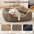GASUR Dog Beds for Large Medium Small Dogs, Rectangle Cave Hooded Blanket Puppy Bed, Luxury Anti-Anxiety Orthopedic Cat Beds for Indoor Cats, Warmth and Machine Washable(35 inches, Brown)