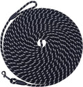 Long Dog Leash for Training 15Ft-Reflective Nylon Rope with Swivel Hook-Recall Agility Lead for Large Small Medium Dogs Outside Walking Hiking-Black
