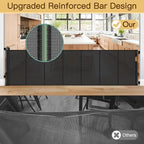 Reinforced 120 Inch Retractable Baby Gates Extra Wide Baby Gate to Prevent Crawling Through, Indoor/Outdoor Retractable Dog Gate, 10ft Scratch-resistant Mesh Child Gates for Doorways Extra Wide, Black