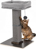 FUKUMARU Retro-Style Cat Scratching Post with Perch for Indoor Adult Cats | 28.7" Elevated Tall Cat Bed, Solid Wood Large Cat Scratcher Tower with Bed, Aesthetic Cat Tree Furniture with Natural Sisal