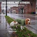 PU Dog Raincoat, Non-Toxic & Odorless Waterproof Vest, Adjustable High Neck and Hook & Loop Belly Closure for Rainy Potty Breaks & Wet Weather Outdoor Walks (Olive Green, X-Small)