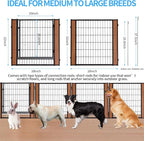 Furniture Style Dog Playpen 32" H, Door Panel, Oak | Indoor/Outdoor Use, Heavy-duty Metal, DIY Layouts, Easy Access, For Small & Medium Dogs, Easy setup