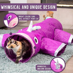 Pet Craft Supply Magic Mewnicorn Multi Cat Tunnel Boredom Relief Toys with Crinkle Feather String for Dogs, Cats, Rabbits, Kittens and Guinea Pigs for Hiding Hunting and Resting
