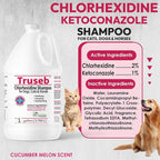 Truseb Chlorhexidine Shampoo for Dogs Cats & Horses with Aloe Vera - Antibacterial Antifungal Medicated Dog ketoconazole Shampoo and Conditioner -Skin Irritation, Hot Spots, Redness Relief (1 Gallon)