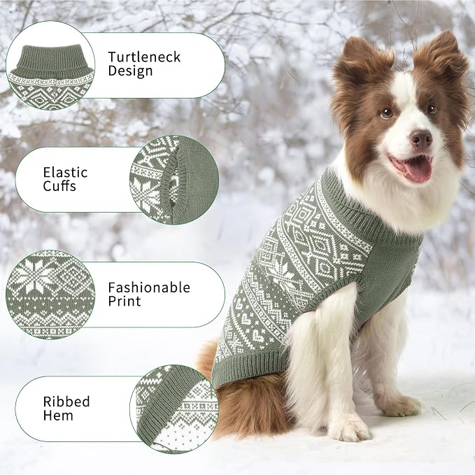 HOMIMP Dog Sweater Argyle - Warm Sweater Winter Clothes Puppy Soft Coat, Ugly Dog Clothes for Small Medium and Large Dogs, Pet Clothing Boy Girl, Grey M