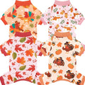 XPUDAC 4 Pack Thanksgiving Turkey Dog Pajamas Soft Strechy Puppy Onesies Funny Pet Fall Clothes for Small Medium Dogs Boy Girl Cat Doggy Costume, XS
