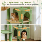 69" Cactus Cat Tree for Indoor Cats Large Adult, Multi-Level Cat Tower | Multi-Level Cat Tree with Scratching Posts, Soft Padded Perch, 2 Dangling Toys