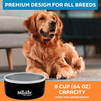 Master Pet Supply Stainless Steel Dog Bowls - 64 oz, Heavy Duty - Black Velvet, Double Wall Extra-Thick Insulated, Non-Slip Pet Water Bowl for Dogs, Cats & Pets, Anti Rust Metal, Dish Washer Safe