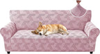 ZNSAYOTX Stretch Couch Covers for 3 Cushion Couch, 1-Piece Sofa Cover Slipcover Pet Friendly, Furniture Protector with Elastic Bottom for Dogs Geometrical Jacquard Fabric (Large, Dusty Pink)