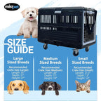 Collapsible Dog Crate & Travel Kit Bundle, 35"L x 21"W x 27"H, Hard Sided Portable Kennel with Wheels, Strap, and Zip Ties for Travel