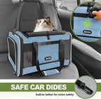 GAPZER Cat Carrier 18 x 11 x 11 Top Loading Soft Pet Travel Bag Over 15lbs | Portable Small Dog Puppy Car Travel Crate 10 lbs, Chihuahua Kennel Carry Case, Kitty Cloth Cage Medium Cat Under 25 lbs Blue