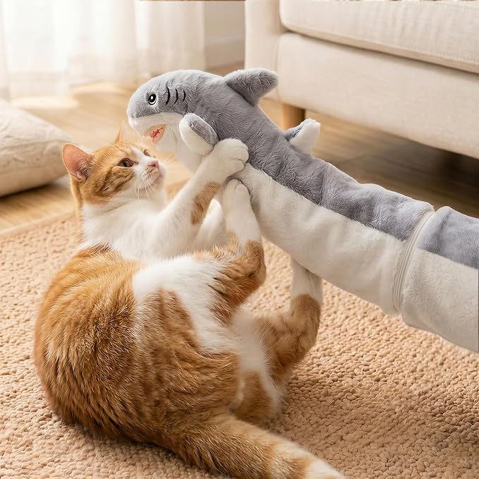 20 Pcs Cat Wrestling Glove Toy, Interactive Cat Toys for Indoor Cats | Cat Puppet, Hand & Arm Protection, Bunny-Kick Instinct, 3 Layer Shock-Absorbing 3D Mesh, Shark-Shaped
